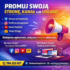 Promuj swoją stronę Facebook, Instagram, YouTube